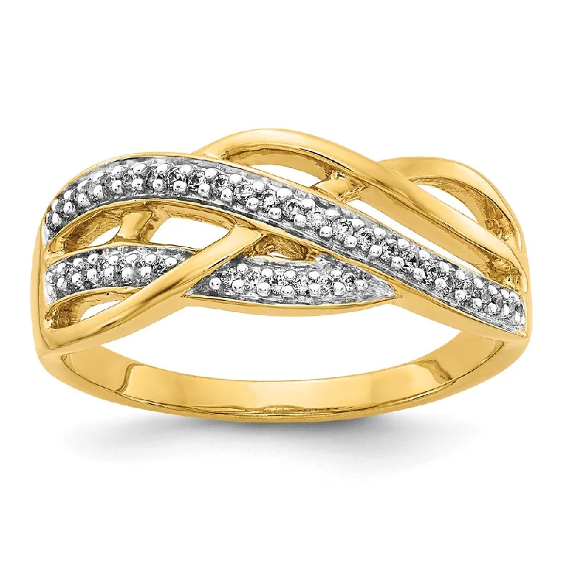 14k Yellow Gold Diamond Woven Ring