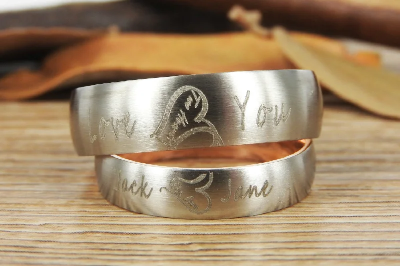 Men's thumb rings with a wide bandHandmade Two Heart become One Heart Matching Wedding Rings, his and her promise ring, Wedding Rings Set, couple rings Men's thumb rings with a wide bandHandmade Two Heart become One Heart Matching Wedding Rings, his and her promise ring, Wedding Rings Set, couple rings