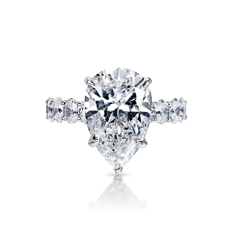 Ellianna 8 Carat H Internally Flawless Pear Shape Diamond Engagement Ring in 18k White Gold By Mike Nekta. GIA Certified Ellianna 8 Carat H Internally Flawless Pear Shape Diamond Engagement Ring in 18k White Gold By Mike Nekta. GIA Certified