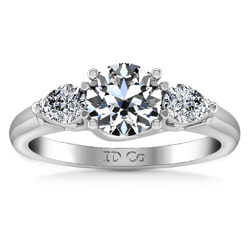 Interlocking Band Women's Rings in White Gold for a Modern DesignRound Diamond Three Stone Engagement Ring Chantal 14K White Gold Interlocking Band Women's Rings in White Gold for a Modern DesignRound Diamond Three Stone Engagement Ring Chantal 14K White Gold