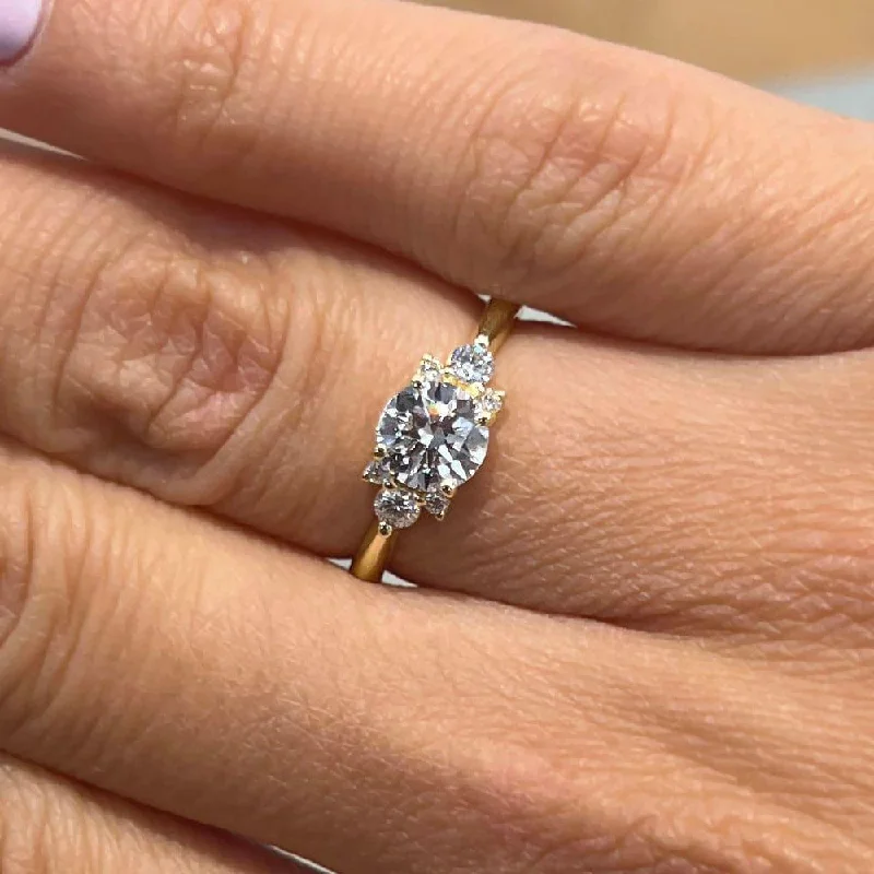 Men's Citrine Engagement Rings in Stainless Steel with a Stackable Band Design1.25 Carat Cluster Round Shape Moissanite Engagement Ring Men's Citrine Engagement Rings in Stainless Steel with a Stackable Band Design1.25 Carat Cluster Round Shape Moissanite Engagement Ring