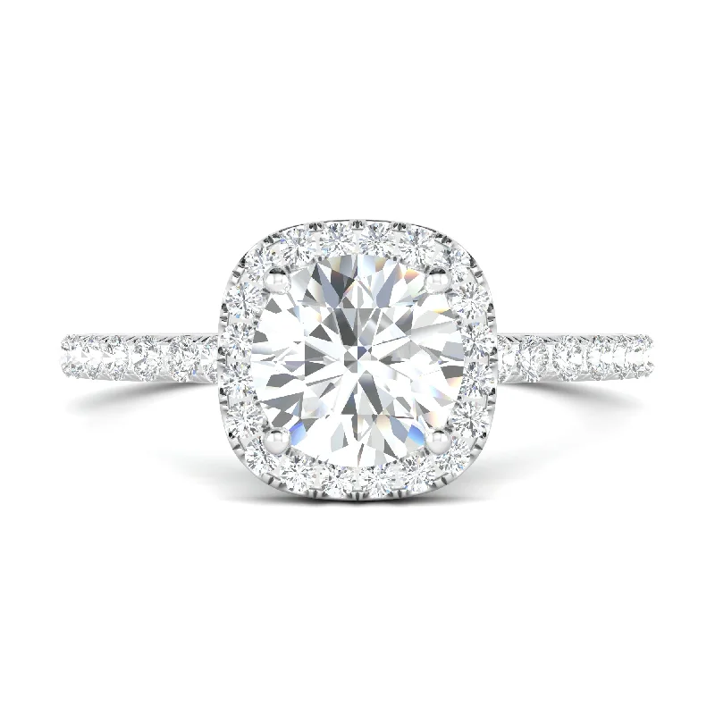 Men's Sapphire Engagement Rings in 18K White Gold with Pave Diamond AccentsJudith
