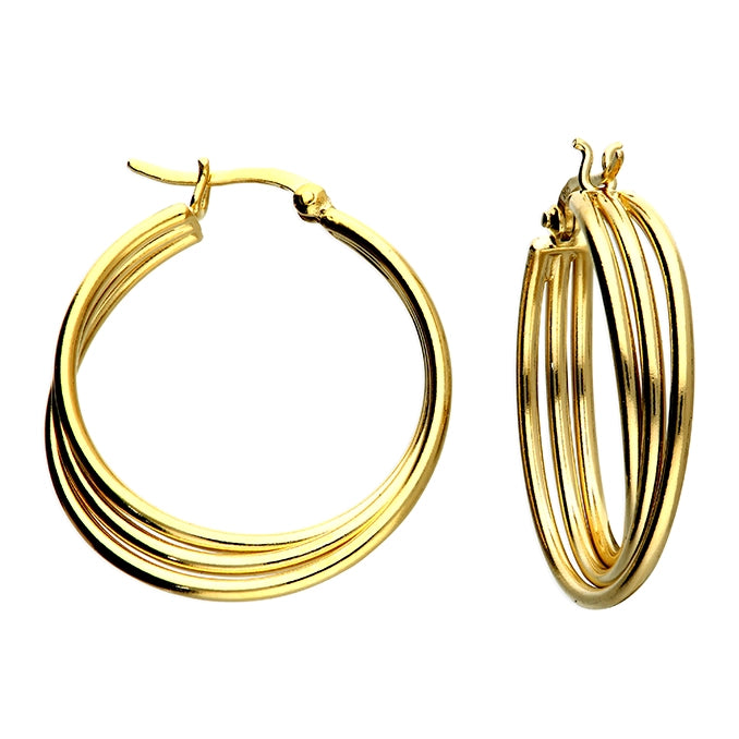 Oval hoop earringsGold Vermeil Triple Twisted Hinged Hoop Earrings