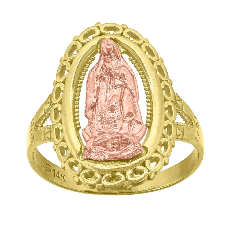 Open - Band Fashion Rings in Sterling Silver with Gemstone InlaysKeene Jewelers 14kt Gold Womens Two-tone Guadalupe Mary Oval Head SZ7 Religious Band Ring Open - Band Fashion Rings in Sterling Silver with Gemstone InlaysKeene Jewelers 14kt Gold Womens Two-tone Guadalupe Mary Oval Head SZ7 Religious Band Ring