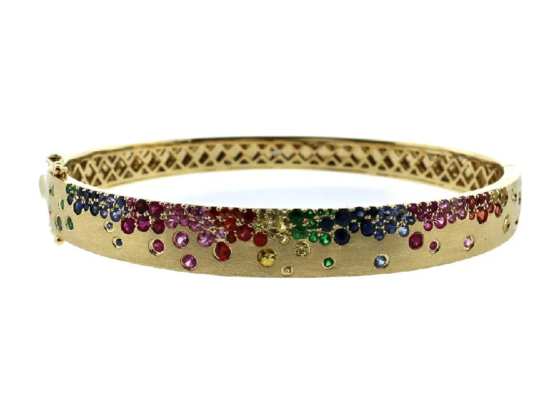 Men's Topaz Engagement Rings in 10K Gold with a Channel - Set Diamond BandDilamani Rainbow Sapphire & Tsavorite Bangle Men's Topaz Engagement Rings in 10K Gold with a Channel - Set Diamond BandDilamani Rainbow Sapphire & Tsavorite Bangle