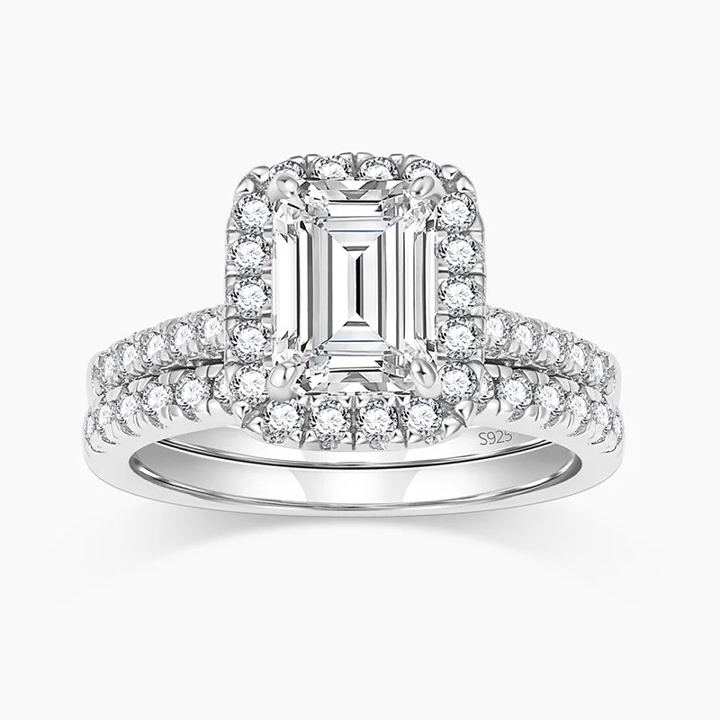 Enamel - Coated Women's Rings in Bright, Bold Colors2CT Bridal Emerald Cut CZ Engagement Ring Sets Enamel - Coated Women's Rings in Bright, Bold Colors2CT Bridal Emerald Cut CZ Engagement Ring Sets