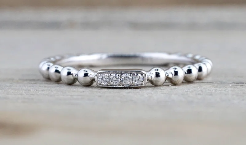 Men's turquoise - inlaid rings for a southwestern feelWhite Gold Diamond Bead Ring Space Bar Men's turquoise - inlaid rings for a southwestern feelWhite Gold Diamond Bead Ring Space Bar