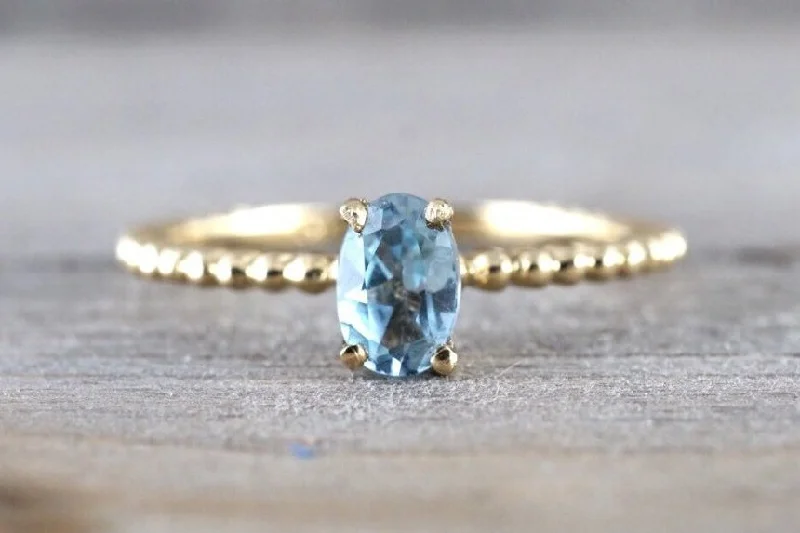 Men's Damascus - steel rings with a unique pattern14k Yellow Gold Oval Cut Aquamarine Bead Band Design Solitaire Prong Engagement Promise Ring Rope Men's Damascus - steel rings with a unique pattern14k Yellow Gold Oval Cut Aquamarine Bead Band Design Solitaire Prong Engagement Promise Ring Rope