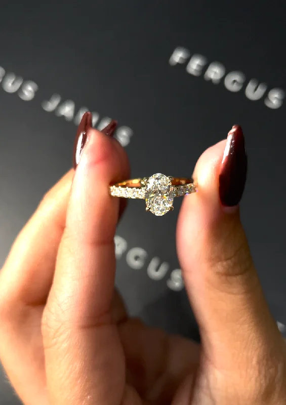 Pink diamond engagement ring in a rose - gold band with white - gold accents1 Carat Natural Diamond Band Engagement Ring - Oval Diamond in 18k Yellow Gold Setting Pink diamond engagement ring in a rose - gold band with white - gold accents1 Carat Natural Diamond Band Engagement Ring - Oval Diamond in 18k Yellow Gold Setting