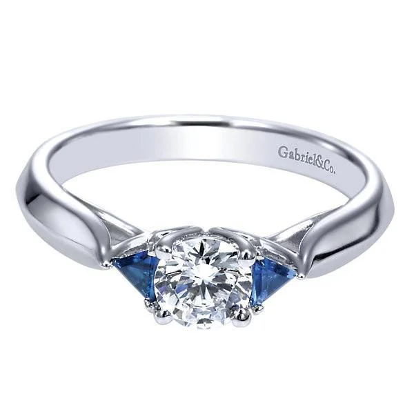 Men's Sapphire Engagement Rings in 18K White Gold with Pave Diamond AccentsRound Diamond Ring With Trillion Sapphires 1/2ct 14K Men's Sapphire Engagement Rings in 18K White Gold with Pave Diamond AccentsRound Diamond Ring With Trillion Sapphires 1/2ct 14K