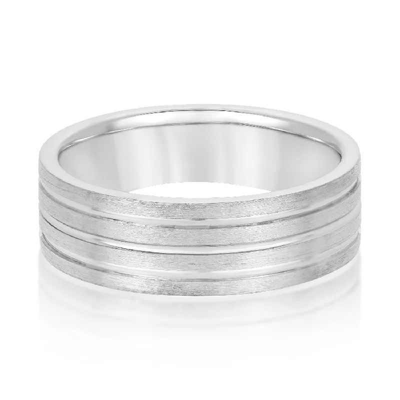 Men's classic silver wedding rings with simple bandsMen's 3 Groove Textured Wedding Band Men's classic silver wedding rings with simple bandsMen's 3 Groove Textured Wedding Band