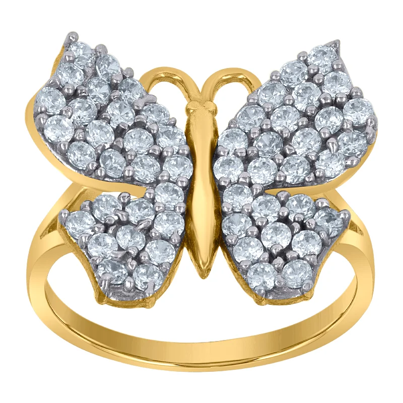 Magnetic Fashion Rings in Stainless Steel with a Modern, Interlocking DesignKeene Jewelers 10Kt Two-Tone Gold Womens Cubic-Zirconia Butterfly Fashion Rings