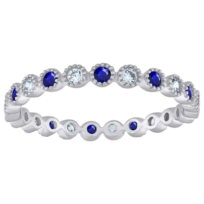Geometric - Shaped Fashion Rings in Titanium with Iridescent InlaysKeene Jewelers 925 Sterling Silver Womens White Royal Blue Cubic-Zirconia Ring Size 7 Geometric - Shaped Fashion Rings in Titanium with Iridescent InlaysKeene Jewelers 925 Sterling Silver Womens White Royal Blue Cubic-Zirconia Ring Size 7