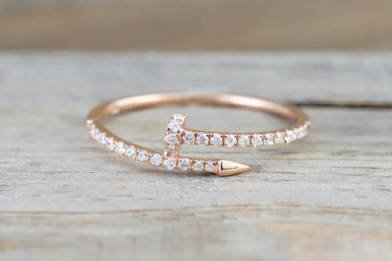 Men's gold signet rings with engraved initials14k Solid Rose Gold Diamond Nail Fashion Ring Band Dainty Stackable Stacking Men's gold signet rings with engraved initials14k Solid Rose Gold Diamond Nail Fashion Ring Band Dainty Stackable Stacking