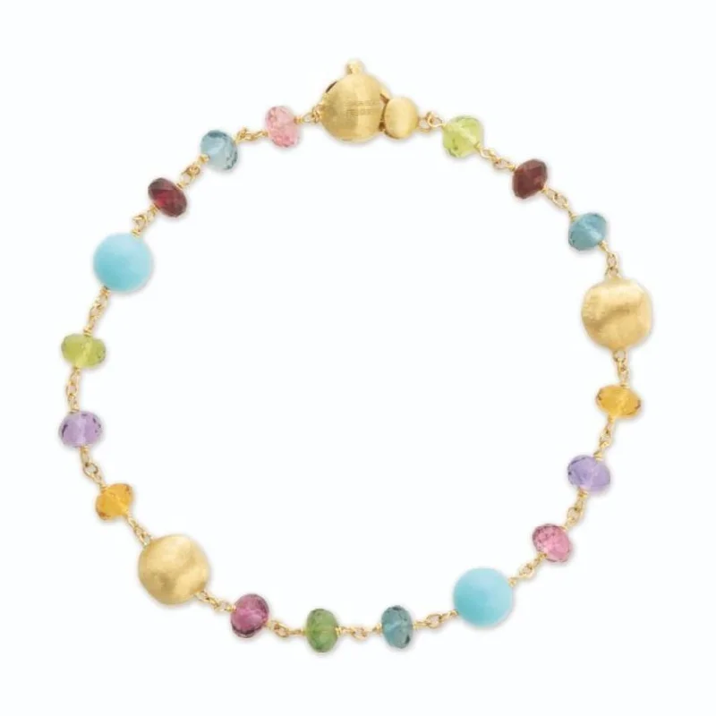 Marco Bicego Africa 18ct Yellow Gold Turquoise Mixed Gemstone Bracelet