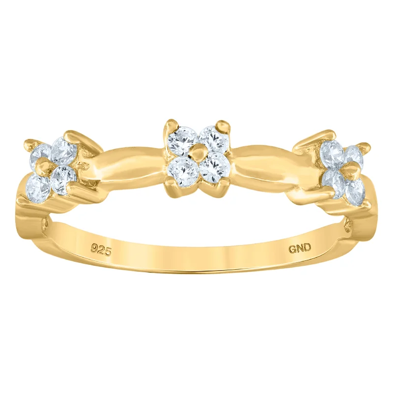 Rhinestone - Embellished Fashion Rings in Silver - Tone Metal for a Glamorous TouchKeene Jewelers 925 Sterling Silver Yellow-Tone Womens Cubic-Zirconia Flower Ring Size 6
