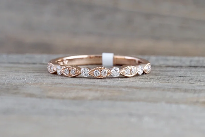 Men's beaded rings with semi - precious stones14k Rose Gold Diamond Vintage Milgrain Bezel Band Ring Wedding Men's beaded rings with semi - precious stones14k Rose Gold Diamond Vintage Milgrain Bezel Band Ring Wedding