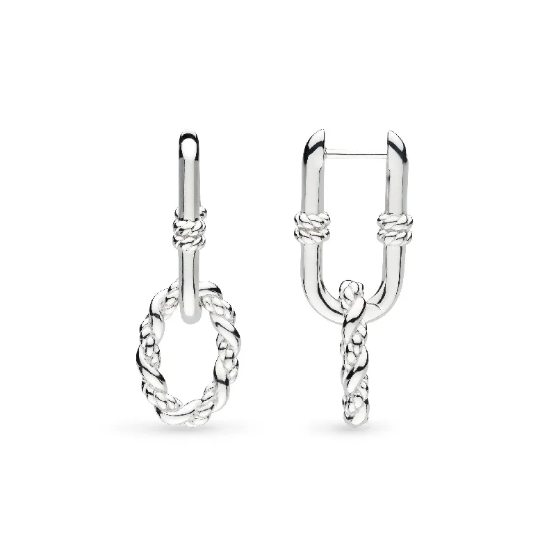 Diamond hoop earringsKit Heath Silver Rope Link Duo Grande Hinged Hoop Earrings