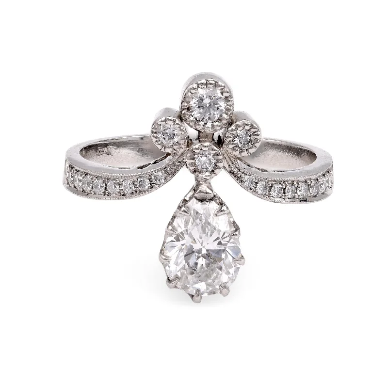 Halo diamond engagement ring in 18K white gold with a center oval - cut stonePlatinum Diamond Tiara Ring Halo diamond engagement ring in 18K white gold with a center oval - cut stonePlatinum Diamond Tiara Ring