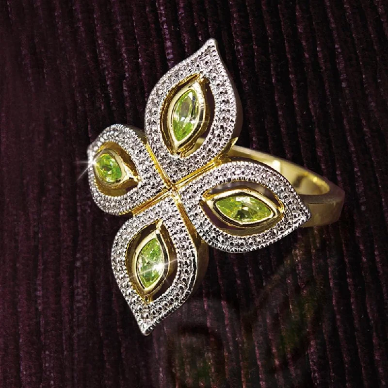 Tennis - Style Women's Rings with a Row of Round Diamonds in PlatinumPeridot Bali Ring Tennis - Style Women's Rings with a Row of Round Diamonds in PlatinumPeridot Bali Ring