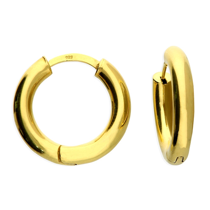 Trendy hoop earrings18ct Gold Plated Silver 2cm Hinged Tube Hoop Earrings