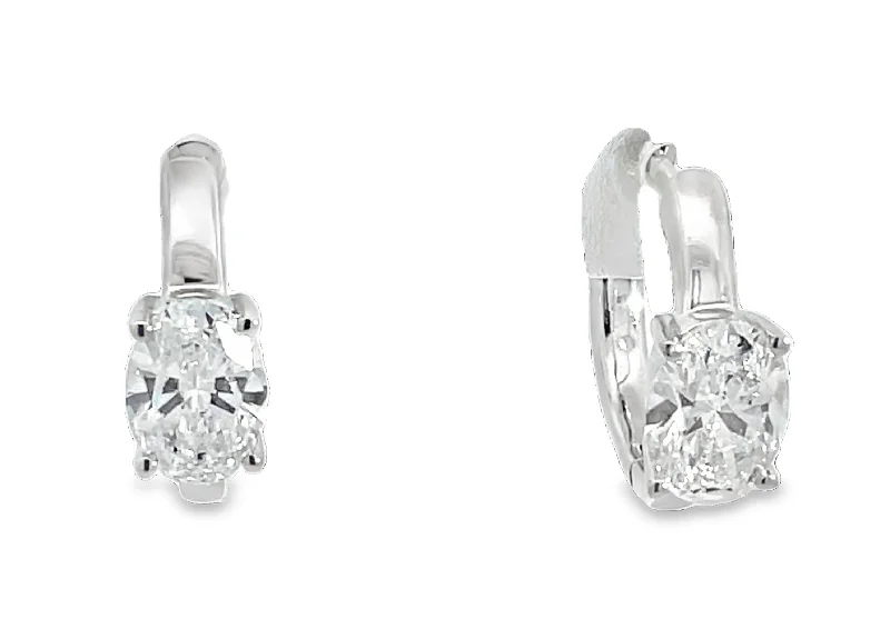 Oval - cut sapphire and diamond engagement ring in 18K white goldLAB GROWN OVAL DIAMONDS 1.32CTW HUGGIE EARRINGS Oval - cut sapphire and diamond engagement ring in 18K white goldLAB GROWN OVAL DIAMONDS 1.32CTW HUGGIE EARRINGS