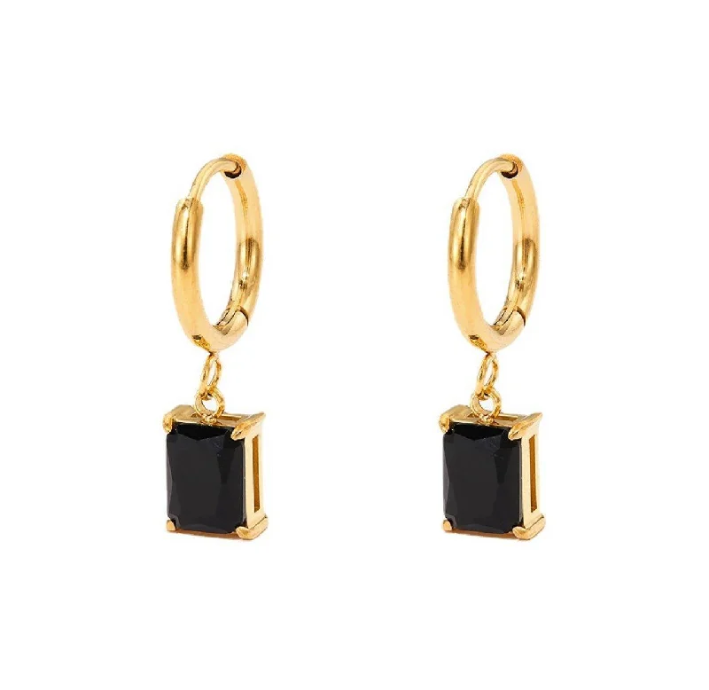 Minimalist hoop earringsOnyx Hoop Earrings