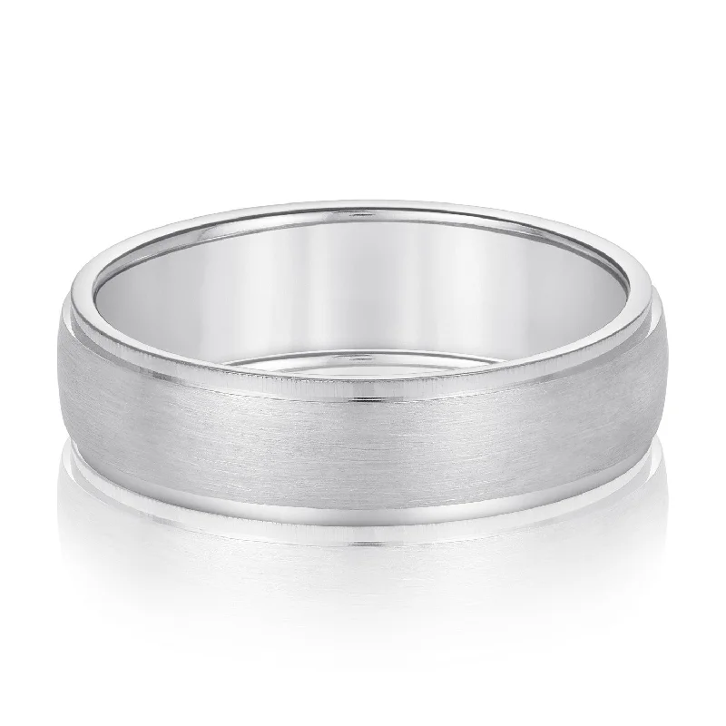 Men's lightweight rings for all - day comfortMen's Slight Dome Brushed Center Band