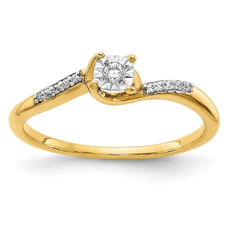 14K Yellow Gold Diamond Bypass Ring