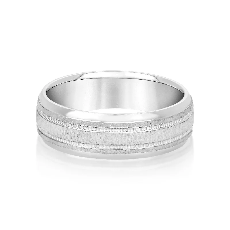 Men's animal - print rings with leopard or snake patternsSlightly Dome Men's Wedding Band With Millgrain Edges Men's animal - print rings with leopard or snake patternsSlightly Dome Men's Wedding Band With Millgrain Edges