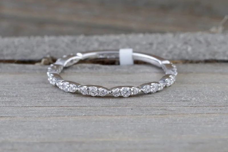 Men's lightweight rings for all - day comfort14k White Gold Dainty Thin Three Oval Diamond Band Stackable Design Ring Curve 3/4 diamond around Men's lightweight rings for all - day comfort14k White Gold Dainty Thin Three Oval Diamond Band Stackable Design Ring Curve 3/4 diamond around