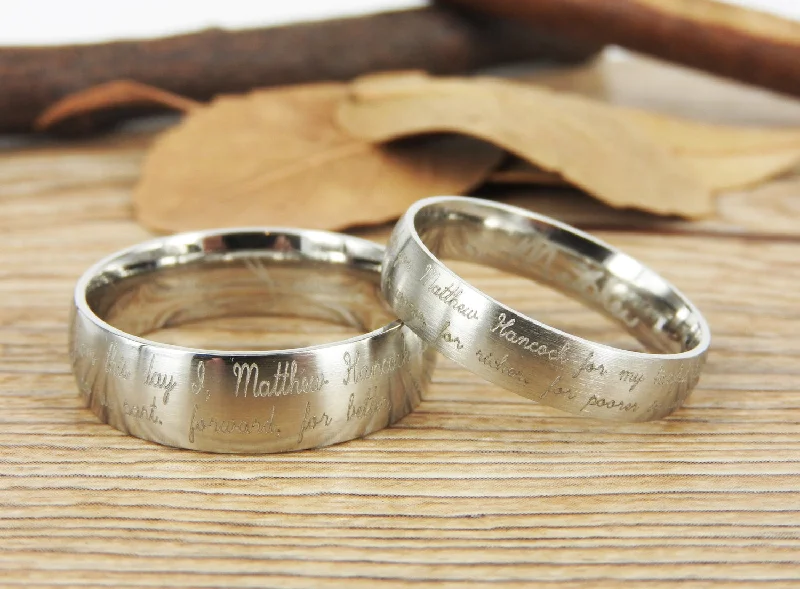 Men's silicone fitness rings for active lifestylesHandmade Your Marriage Vow & Signature Rings Wedding Rings, Matching Wedding Bands, Titanium Couple Rings Set Men's silicone fitness rings for active lifestylesHandmade Your Marriage Vow & Signature Rings Wedding Rings, Matching Wedding Bands, Titanium Couple Rings Set