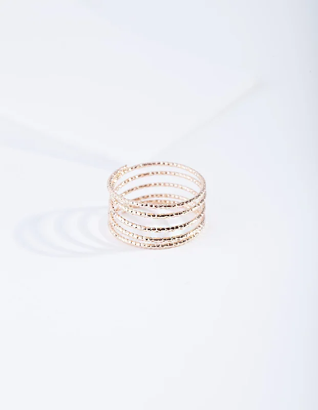 Statement - Making Fashion Rings in Gold - Plated Brass with Oversized Cubic Zirconia StonesGold Diamond Cut Spiral Ring Statement - Making Fashion Rings in Gold - Plated Brass with Oversized Cubic Zirconia StonesGold Diamond Cut Spiral Ring