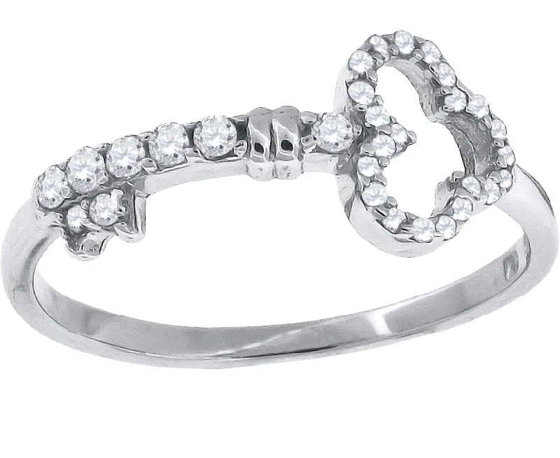 Fashion Rings with Initial Charms in Silver - Plated Metal for a Custom AccessoryKeene Jewelers 925 Sterling Silver Womens Cubic Zirconia Key Ring Fashion Rings with Initial Charms in Silver - Plated Metal for a Custom AccessoryKeene Jewelers 925 Sterling Silver Womens Cubic Zirconia Key Ring