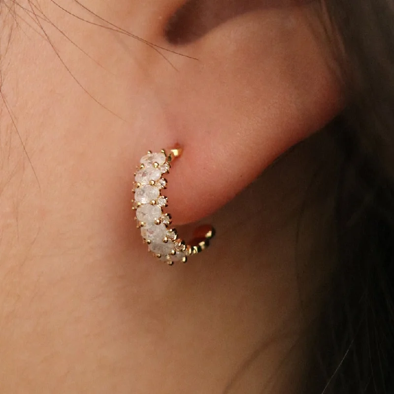 Small hoop earringsCubic encased semi-hoop earrings