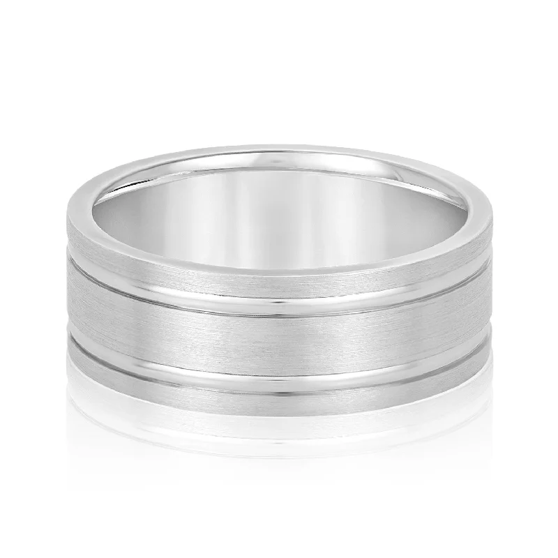 Men's polished brass rings with a warm glowMen's Double Grooved Classic Wedding Band Men's polished brass rings with a warm glowMen's Double Grooved Classic Wedding Band