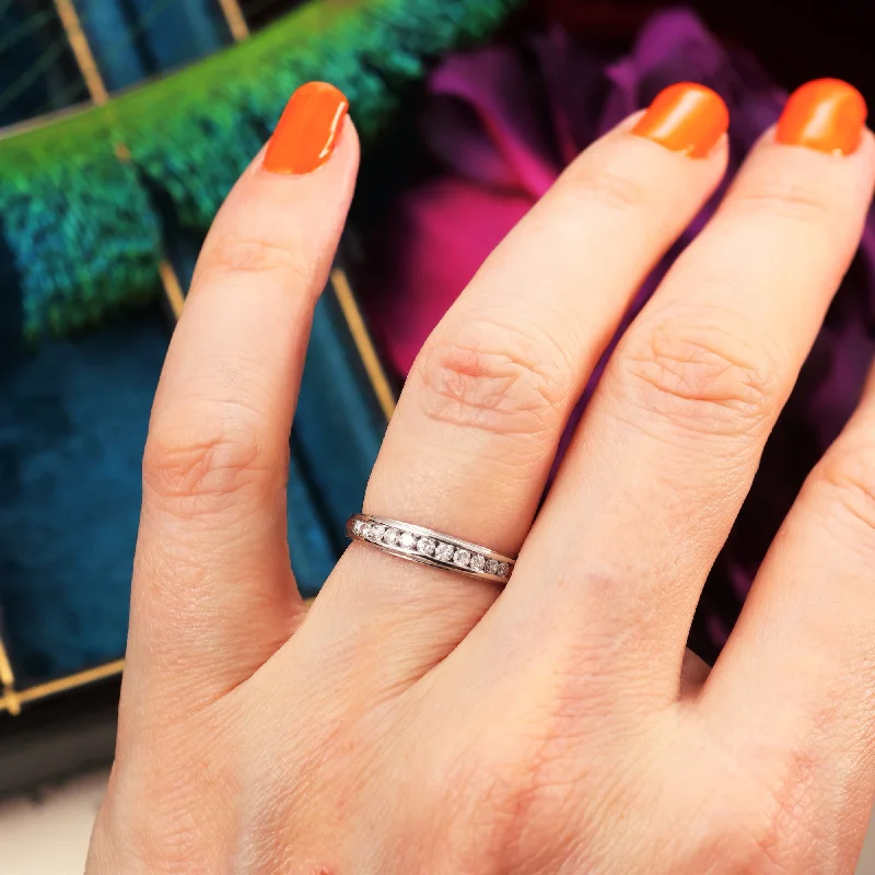 Stackable Gemstone Rings for Women in Amethyst, Sapphire, and EmeraldA Petite 9ct White Gold Diamond Half Eternity Band Stackable Gemstone Rings for Women in Amethyst, Sapphire, and EmeraldA Petite 9ct White Gold Diamond Half Eternity Band