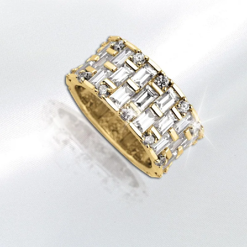 Magnetic Clasp Women's Rings for Easy Wearing and RemovalBaguette Eternity Gold Ring Magnetic Clasp Women's Rings for Easy Wearing and RemovalBaguette Eternity Gold Ring
