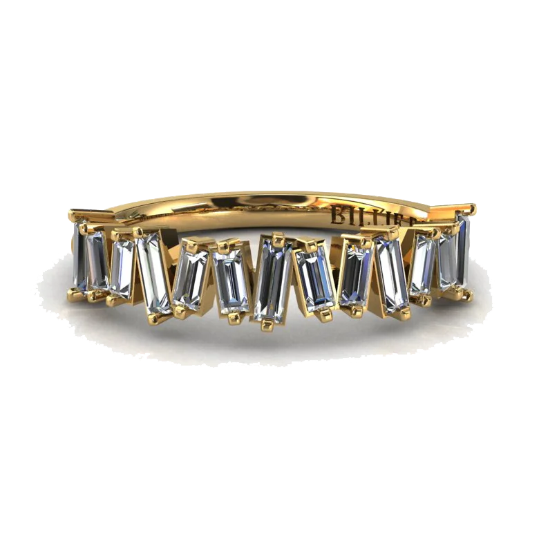 Oval - cut sapphire and diamond engagement ring in 18K white goldBillie Baguette Stacker Oval - cut sapphire and diamond engagement ring in 18K white goldBillie Baguette Stacker