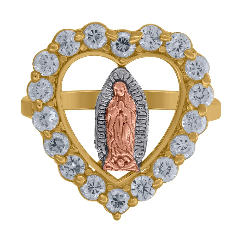 Enamel - Coated Fashion Rings in Bright Colors with Animal - Print PatternsKeene Jewelers 10kt Gold Womens Tri-color CZ Guadalupe Mary Heart Religious Band Ring Enamel - Coated Fashion Rings in Bright Colors with Animal - Print PatternsKeene Jewelers 10kt Gold Womens Tri-color CZ Guadalupe Mary Heart Religious Band Ring
