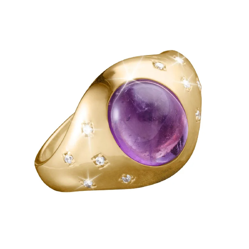 Boho - Style Women's Rings with Turquoise and Leather AccentsTriumph Amethyst Ring