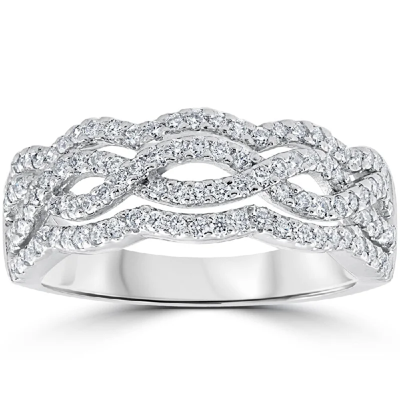 14k White Gold .67ct TDW Diamond Multi Row Infinity Anniversary Ring (F-G, VS1-VS2) - White G 14k White Gold .67ct TDW Diamond Multi Row Infinity Anniversary Ring (F-G, VS1-VS2) - White G