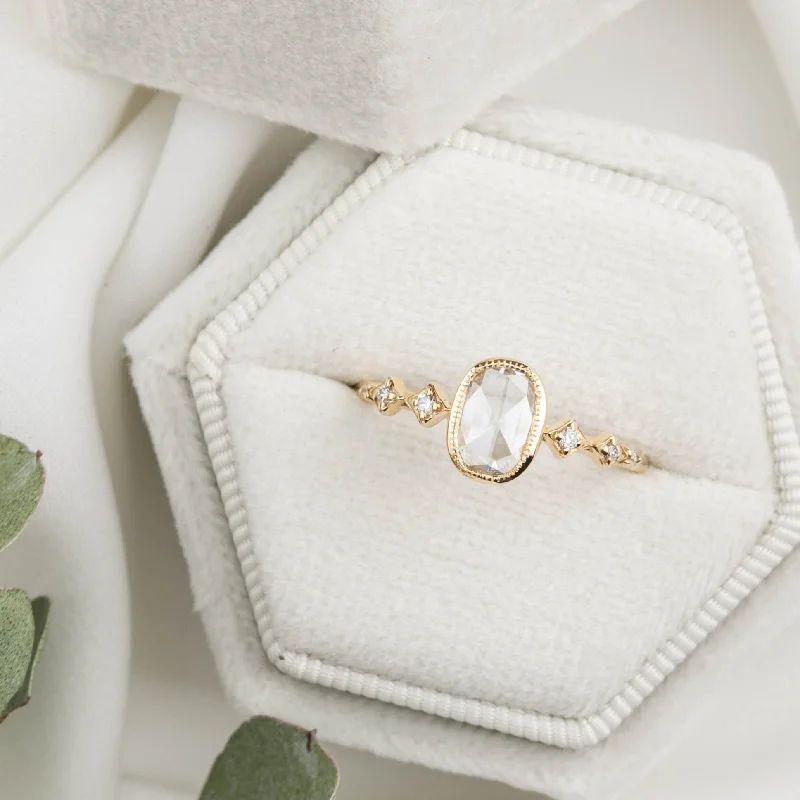 Celeste Ring, 0.53ct Oval Rose Cut Diamond, 14K Yellow Gold (One of a kind)