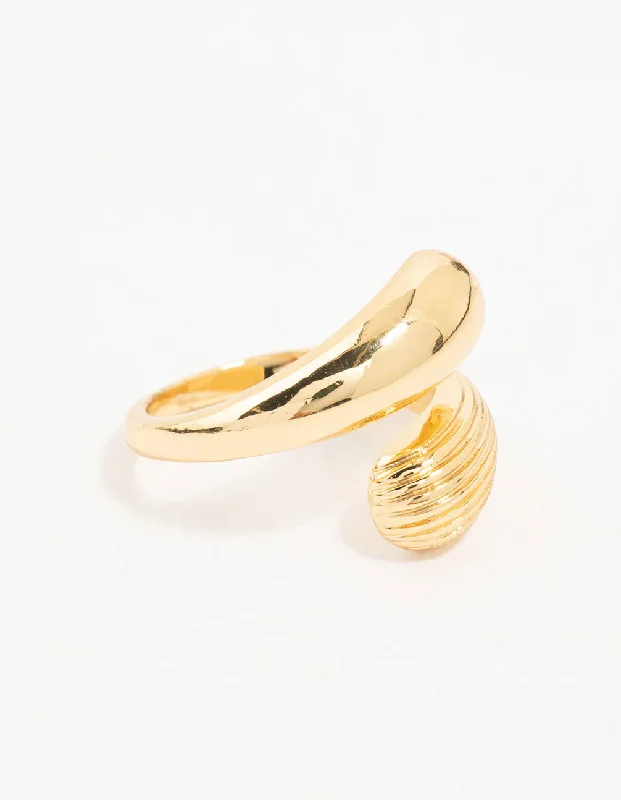 Knuckle - Duster Fashion Rings in Black - Plated Metal with Spike DetailsGold Plated Textured Double Wrapped Ring Knuckle - Duster Fashion Rings in Black - Plated Metal with Spike DetailsGold Plated Textured Double Wrapped Ring