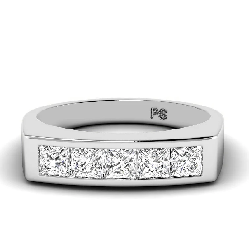 Men's stainless - steel promise rings with a matte finish1.00 CT Princess Cut Diamonds - Mens Wedding Band Men's stainless - steel promise rings with a matte finish1.00 CT Princess Cut Diamonds - Mens Wedding Band