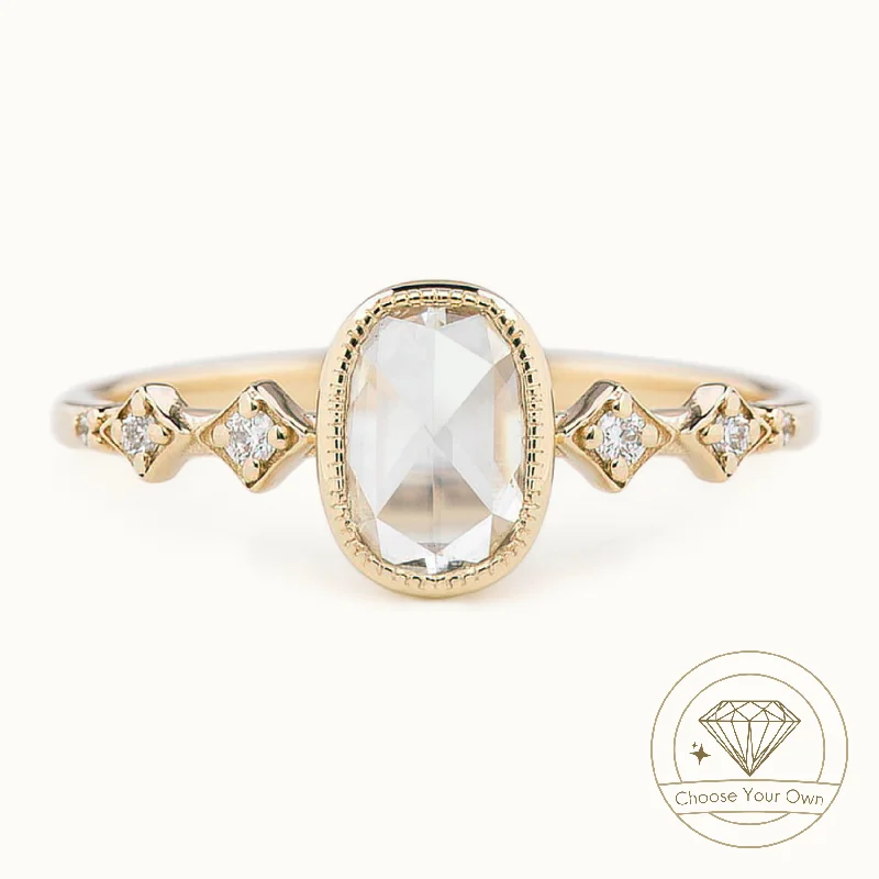 Celeste Ring, Oval Rose Cut Diamond