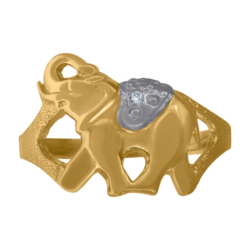 Fashion Rings with Zodiac Symbols in Gold - Filled Metal for a Personalized TouchKeene Jewelers 10kt Two-tone Gold Womens Textured Elephant Ring