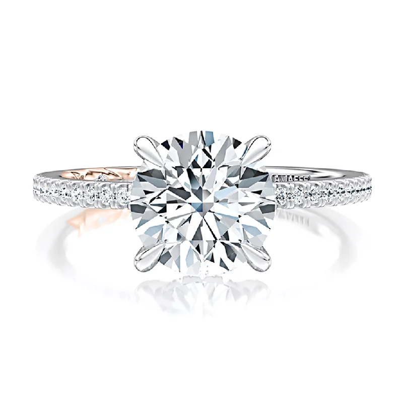 14K White And Rose Hidden Halo Diamond Engagement Ring