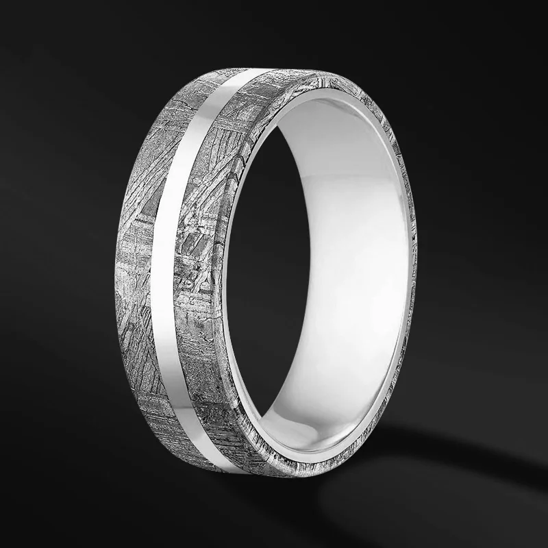 Men's budget - friendly rings for cost - conscious shoppersMEN'S TUNGSTEN WEDDING BAND WITH METEORITE INLAY – DURABLE AND UNIQUE DESIGN Men's budget - friendly rings for cost - conscious shoppersMEN'S TUNGSTEN WEDDING BAND WITH METEORITE INLAY – DURABLE AND UNIQUE DESIGN