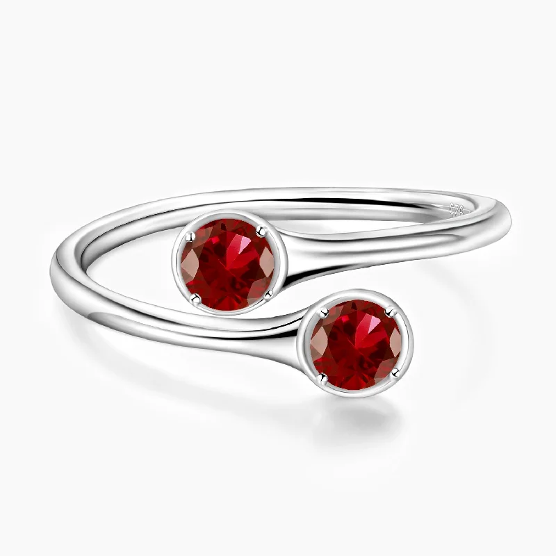 Art Deco - Inspired Women's Rings with Geometric Shapes in 14K GoldJuly Double Ruby Birthstone Art Deco - Inspired Women's Rings with Geometric Shapes in 14K GoldJuly Double Ruby Birthstone